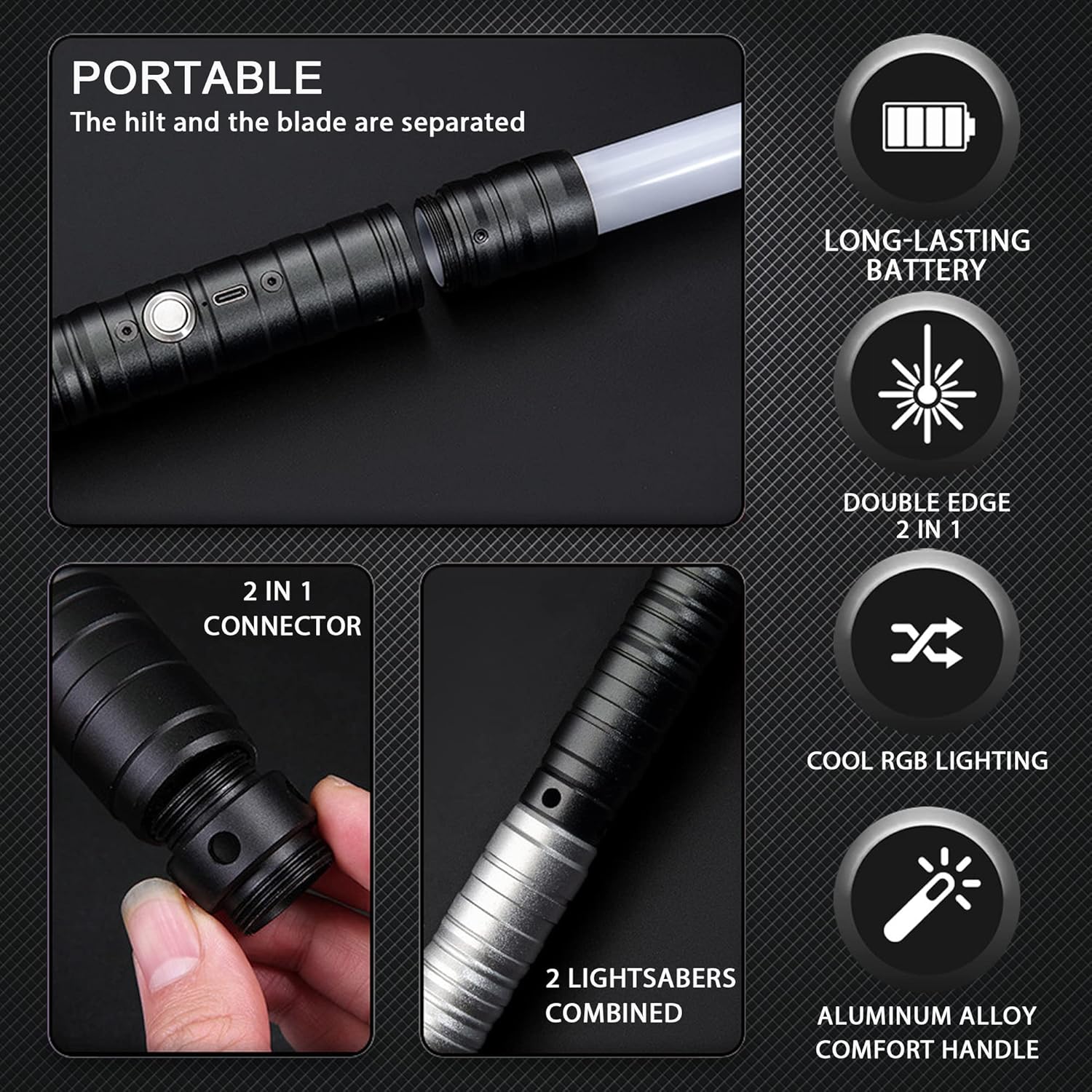 Thumbnail 2 de Oomyeh FX Sound Dueling Lightsaber with Alloy Handle (Type-C Rechargeable, 15 RGB Colors, 4 Modes)