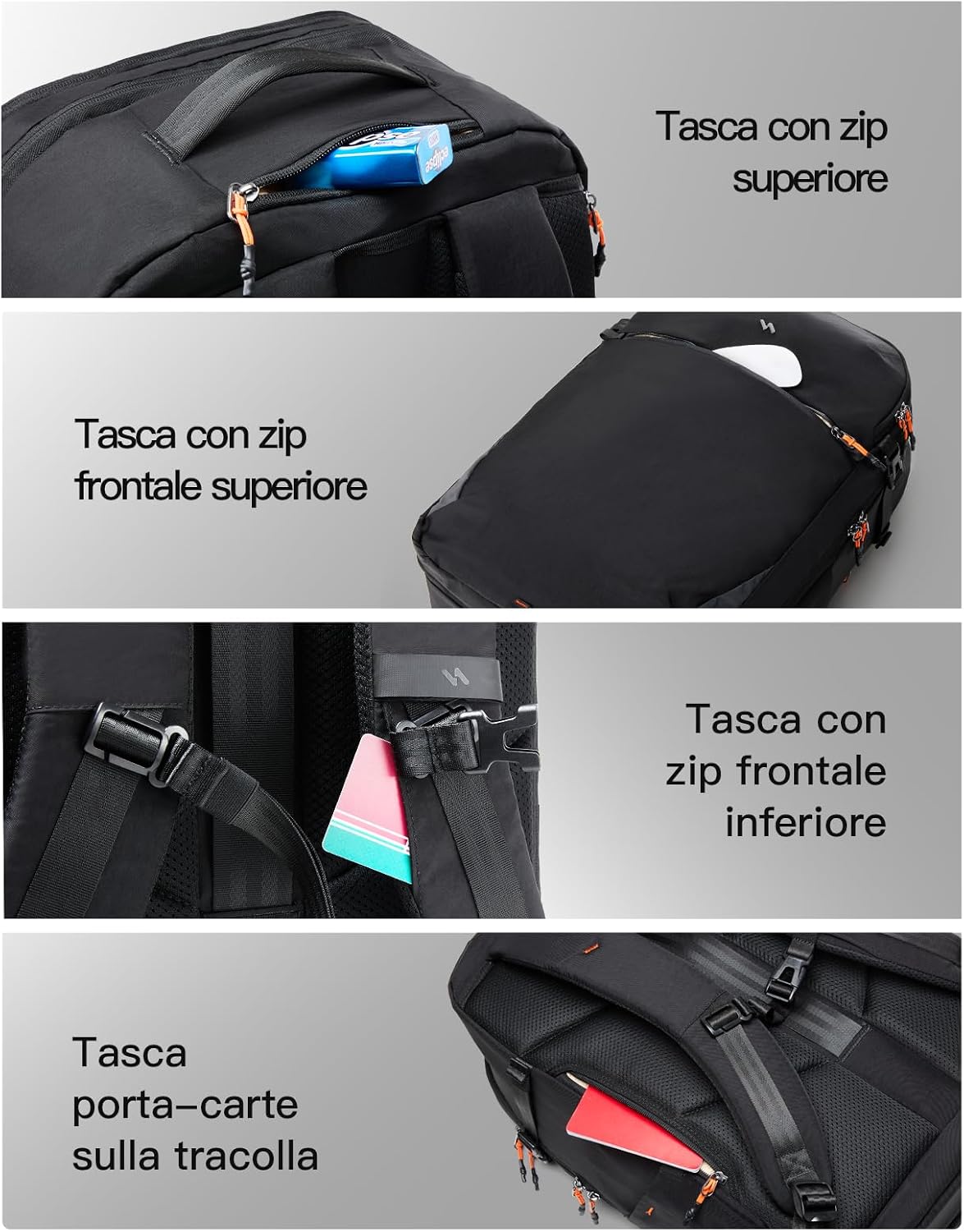 Detalle de Inateck Zaino 39L Nylon Rigenerato: Business Aereo TSA per laptop 15.6–16", comfort e versatilità per viaggi di 3–5 giorni