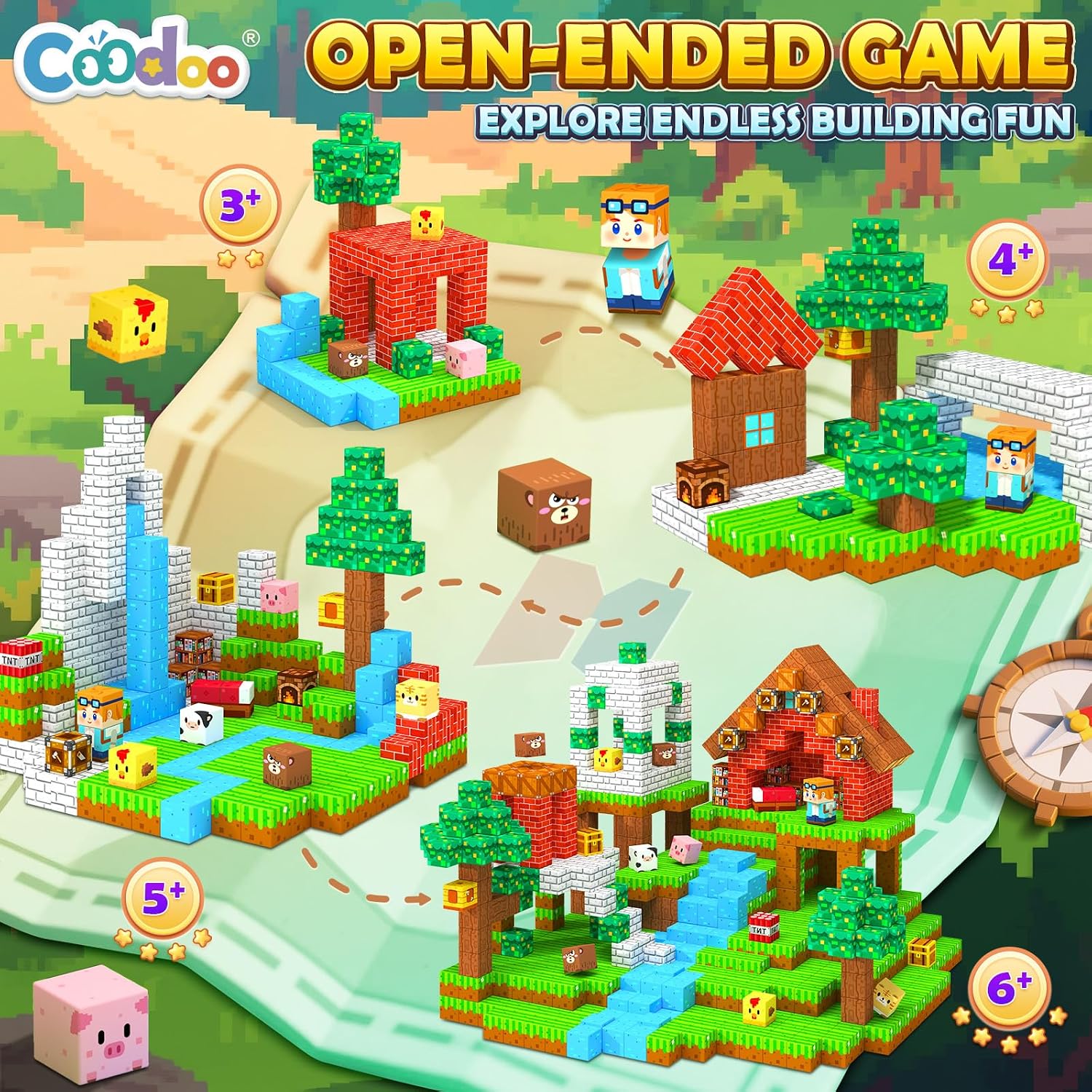 Detalle 2 de Coodoo 150 Magnetbausteine – Forest Fantasy World Builder