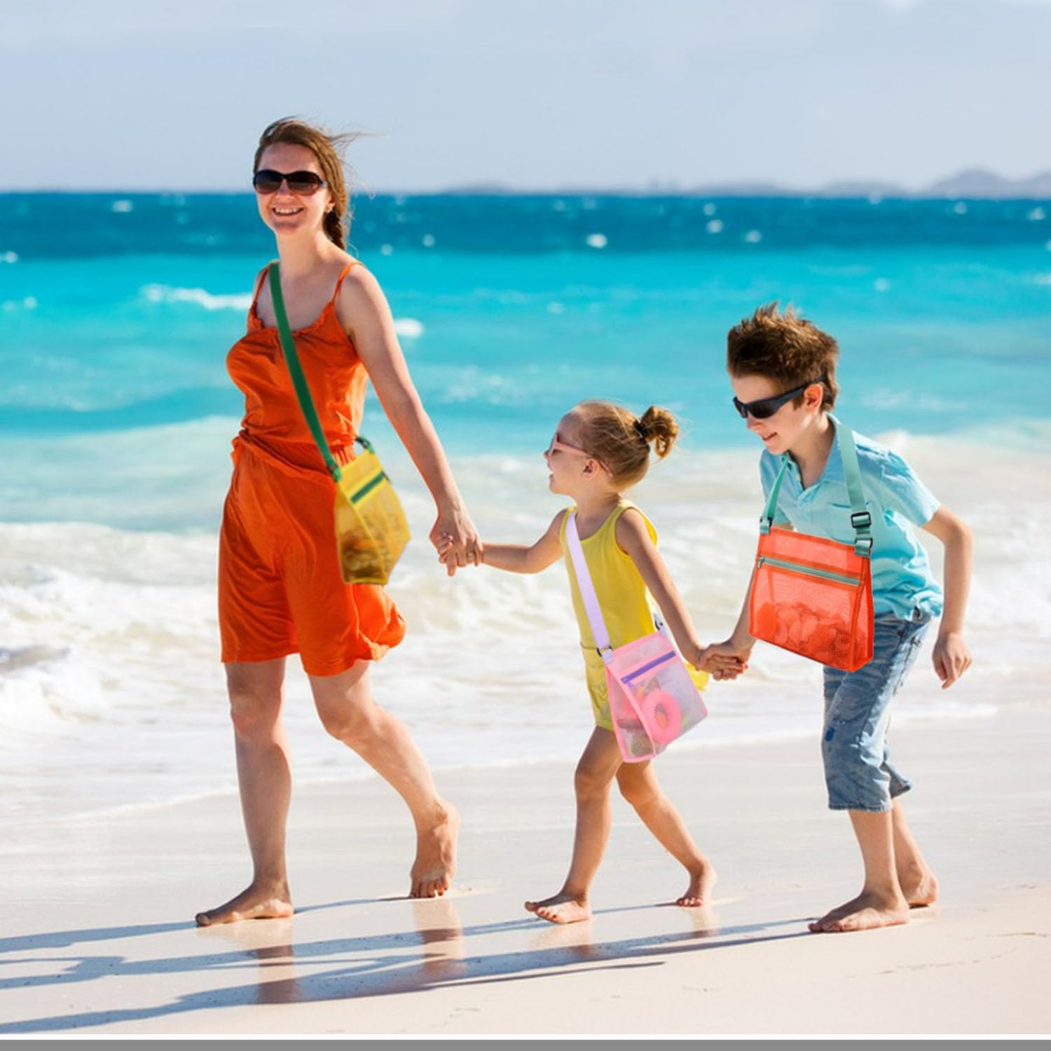 Thumbnail 3 de MUYIZI Mesh Beach Bag for Shells Collecting 4 Pack: Lightweight, Quick-Dry Shell Bags for Kids and Families