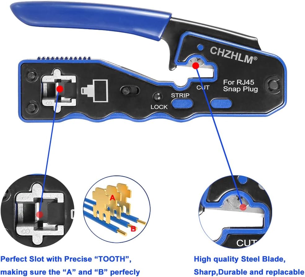 Detalle 2 de RJ45 Crimp Tool Pass Through with 50 Connectors
