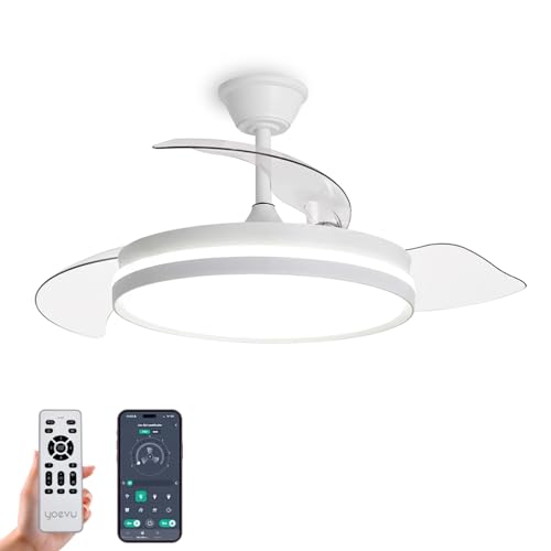 Detalle de YOEVU ESPARTAN ONE: Ventilador de Techo con Luz LED y aspas retráctiles