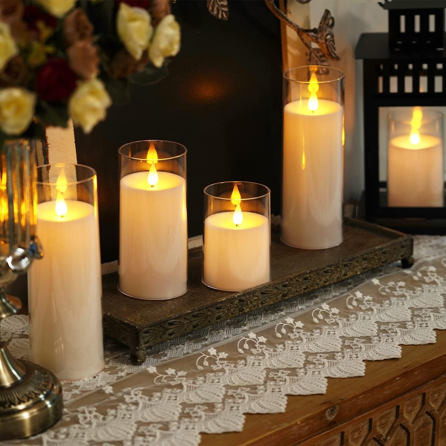 Detalle 2 de Homemory HPILLAR Flameless LED Pillar Candles, 9-Piece Set with Remote