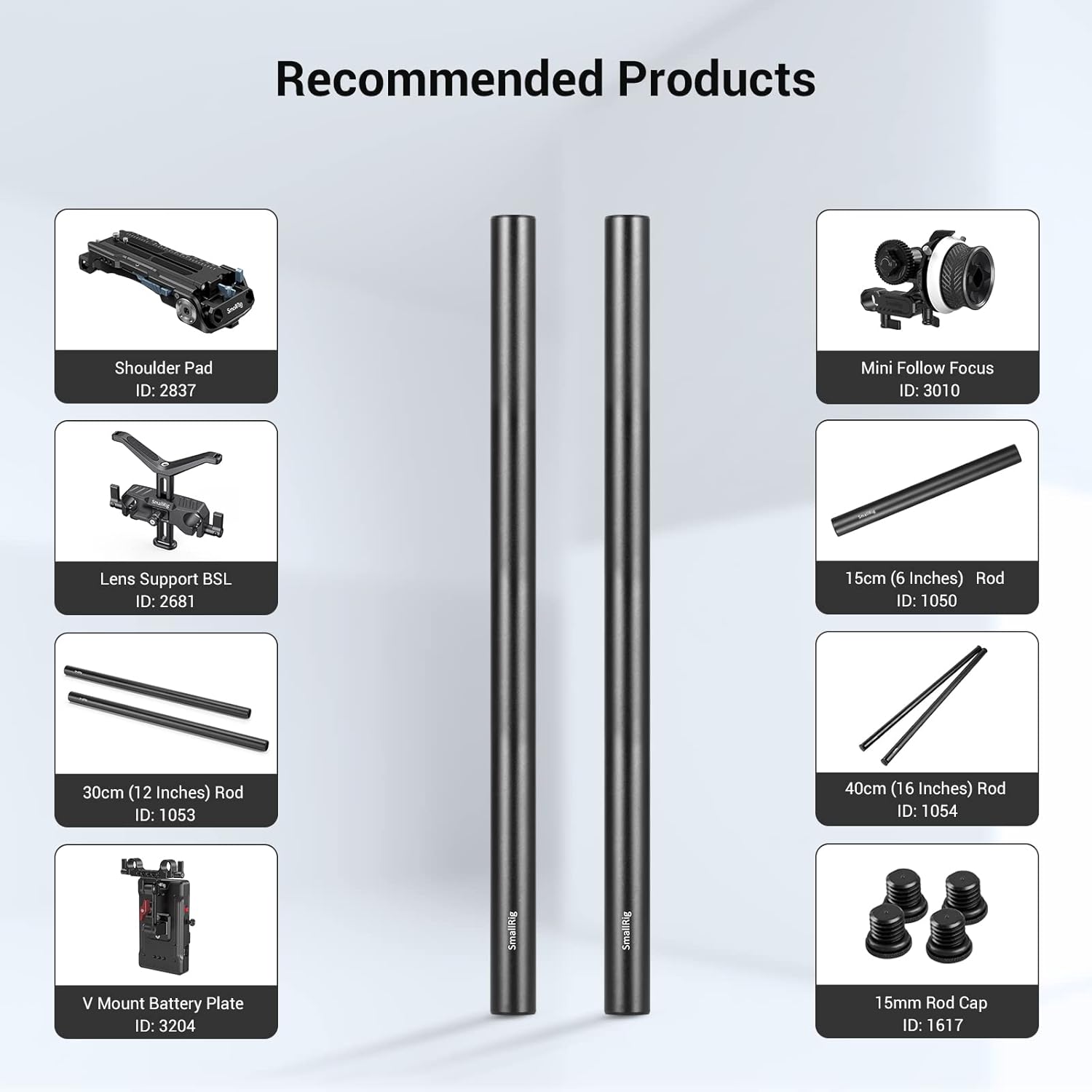 Thumbnail 5 de SMALLRIG 15mm Rod Pack 20 cm + 30 cm, M12 Gewinde Stangen – Aluminium, 2x Rods + 2x Verbinder (1659)