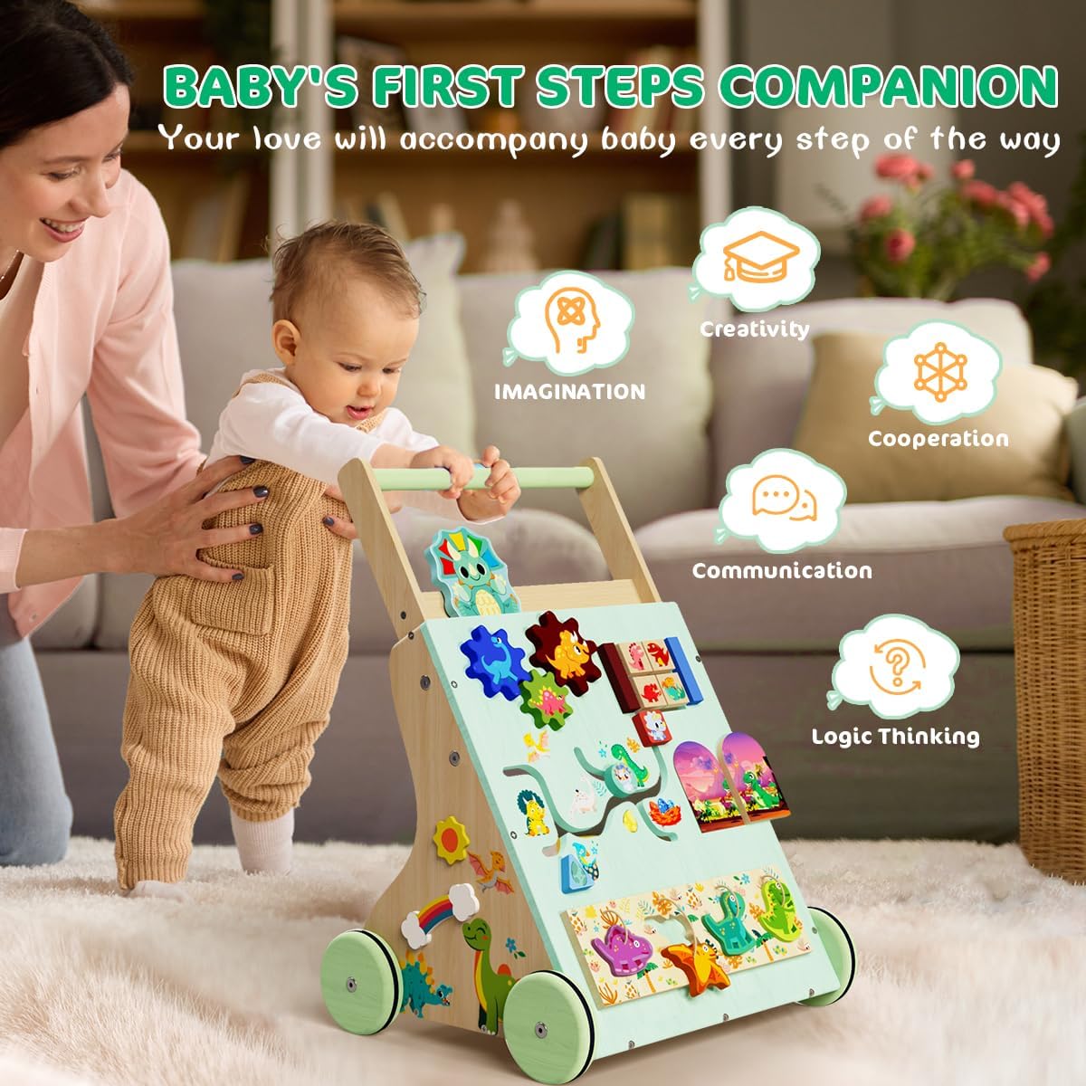 Thumbnail 3 de TERRAMUS Dinosaur Wooden Baby Walker