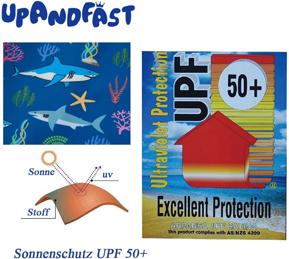 Detalle de upandfast Baby Badeanzug mit Schrägem Reißverschluss – UPF 50+ für Jungen und Mädchen