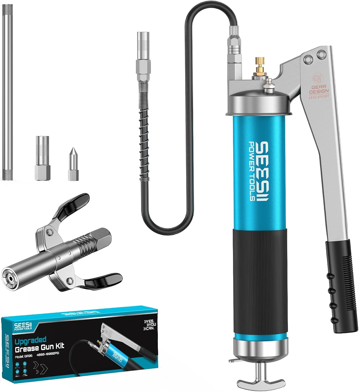 Detalle de Seesii GR06CA 10,000 PSI Grease Gun with 18" Hose and Quick-Release Coupler