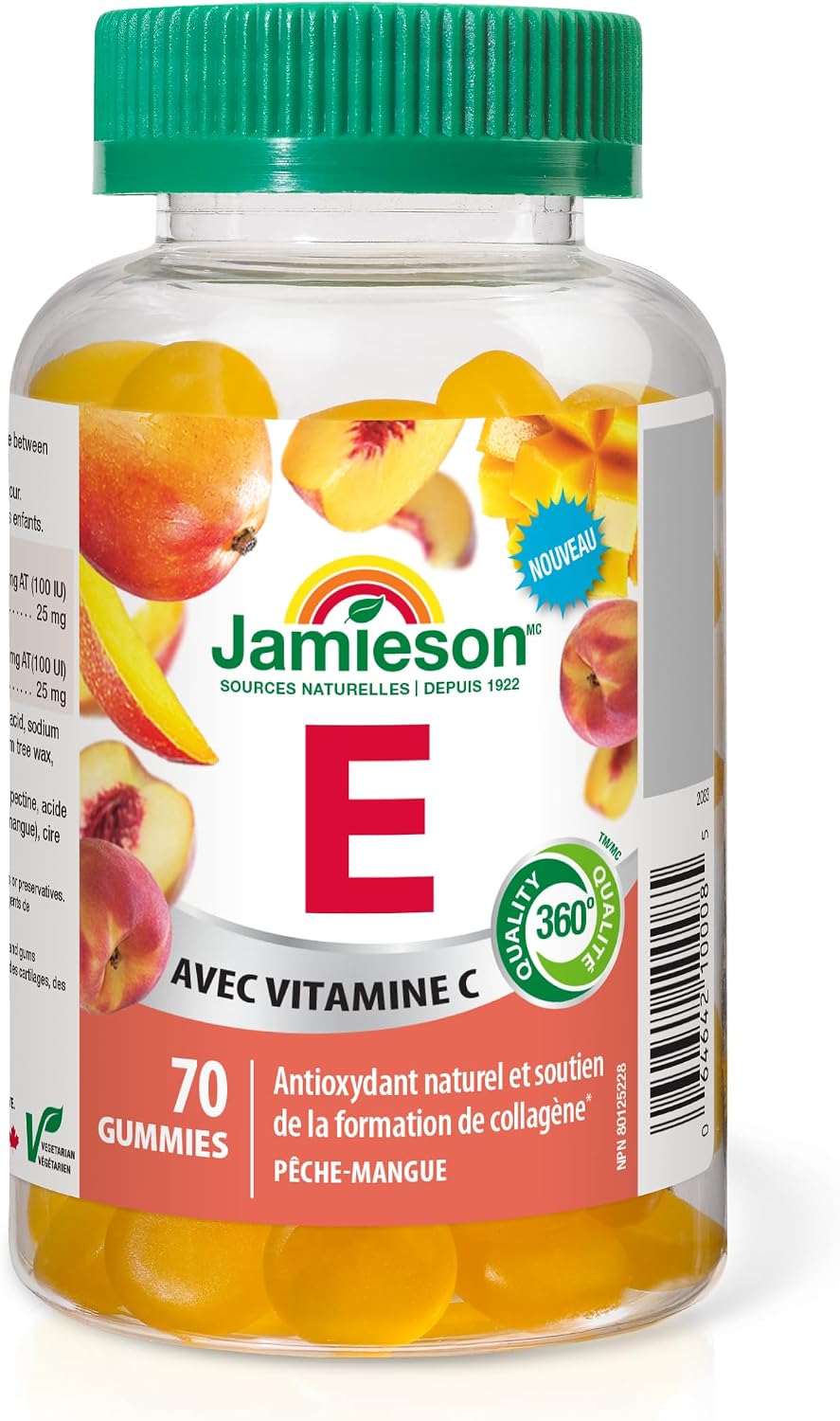 Detalle 2 de Jamieson Vitamin E 100 IU Gummies, Peach Mango with 25 mg Vitamin C