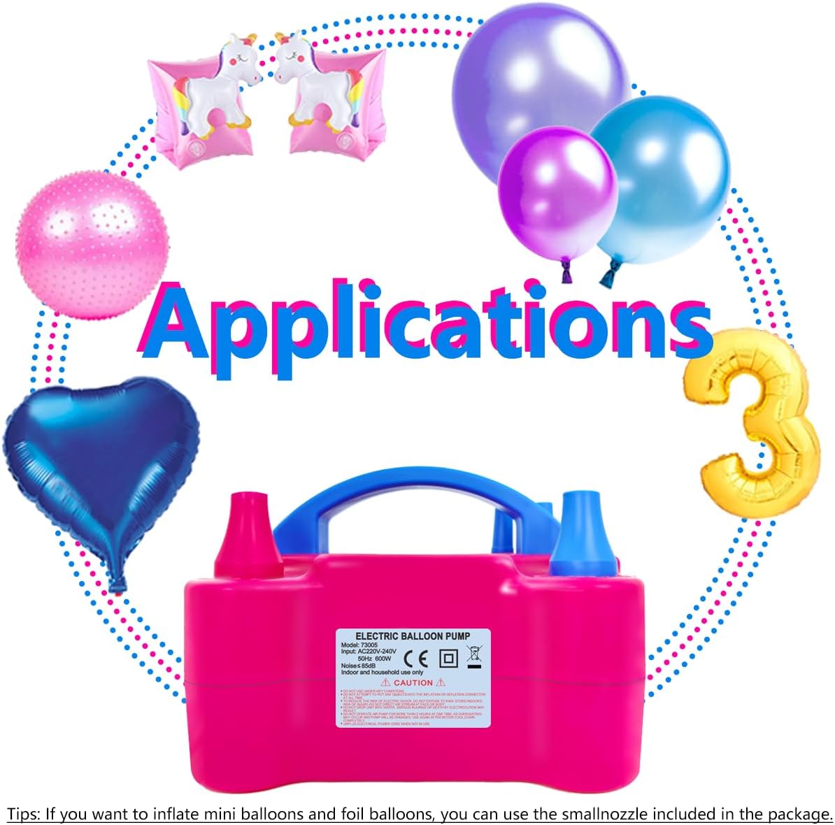 Detalle 2 de YEPVIE Elektrische Luftballonpumpe 600W – Set mit 14 Ballongirlande-Kits, 2 Inflationsmodi und Doppeldüse
