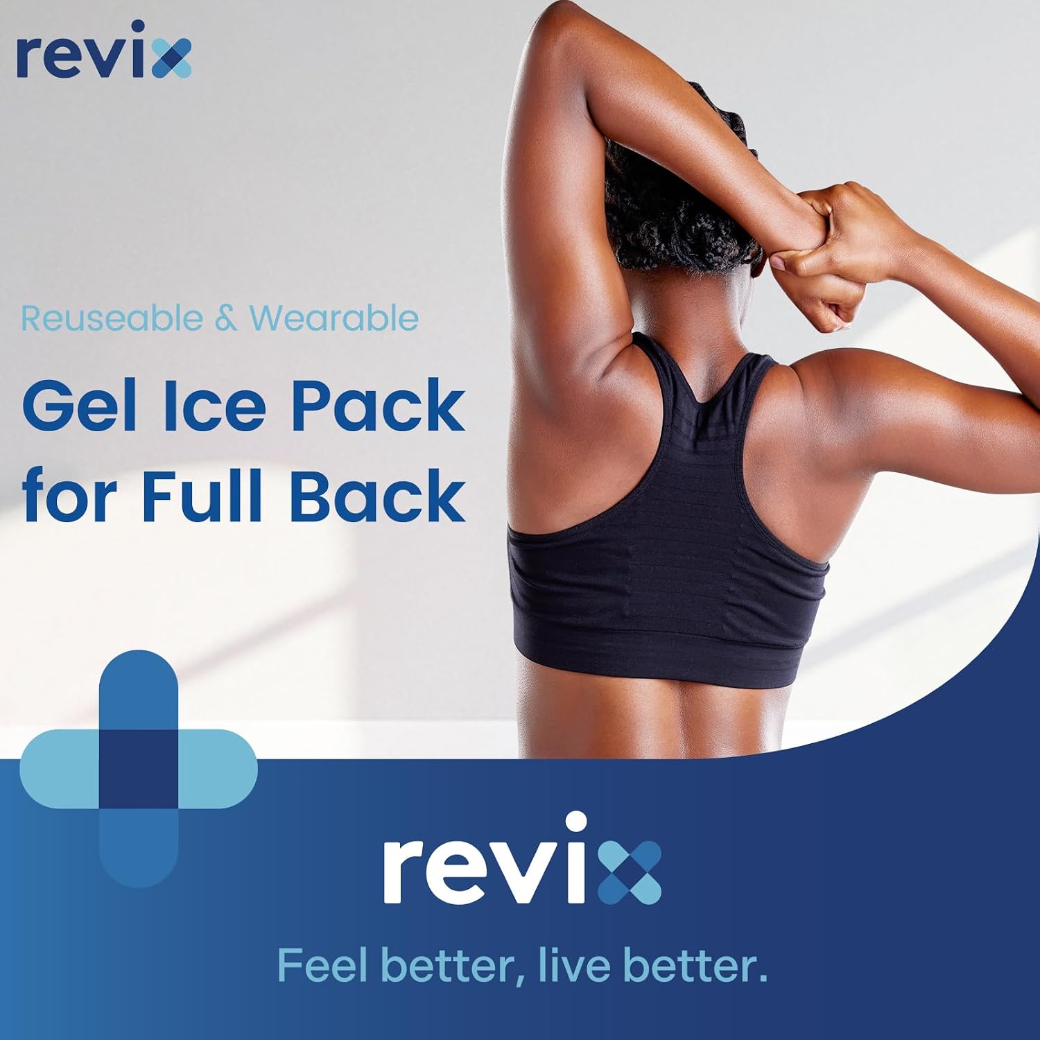 Thumbnail 1 de REVIX REX119-BLK Extra Large Gel Ice Pack Wrap, 13” x 21” Full-Back Coverage