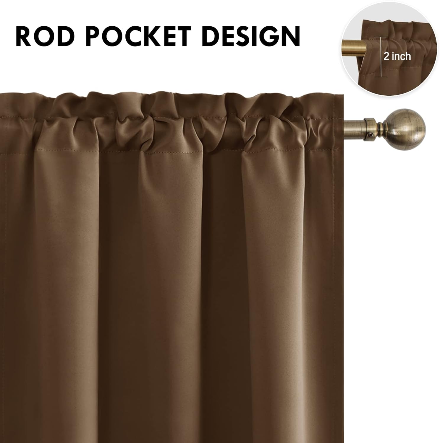 Thumbnail 3 de DWCN Brown Room Darkening Blackout Curtains (42x72 inch), Set of 2