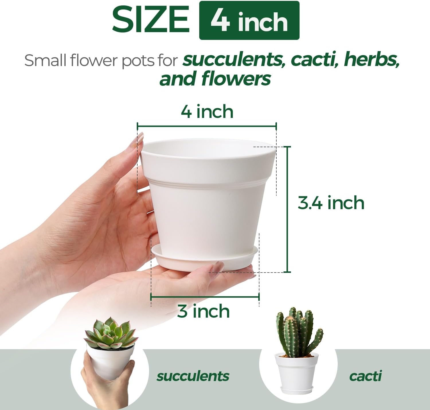 Detalle 2 de T4U 10cm Plastic Plant Pots 6-Pack with Saucers – Minimalist Indoor/Outdoor Nursery for a Range of Houseplants