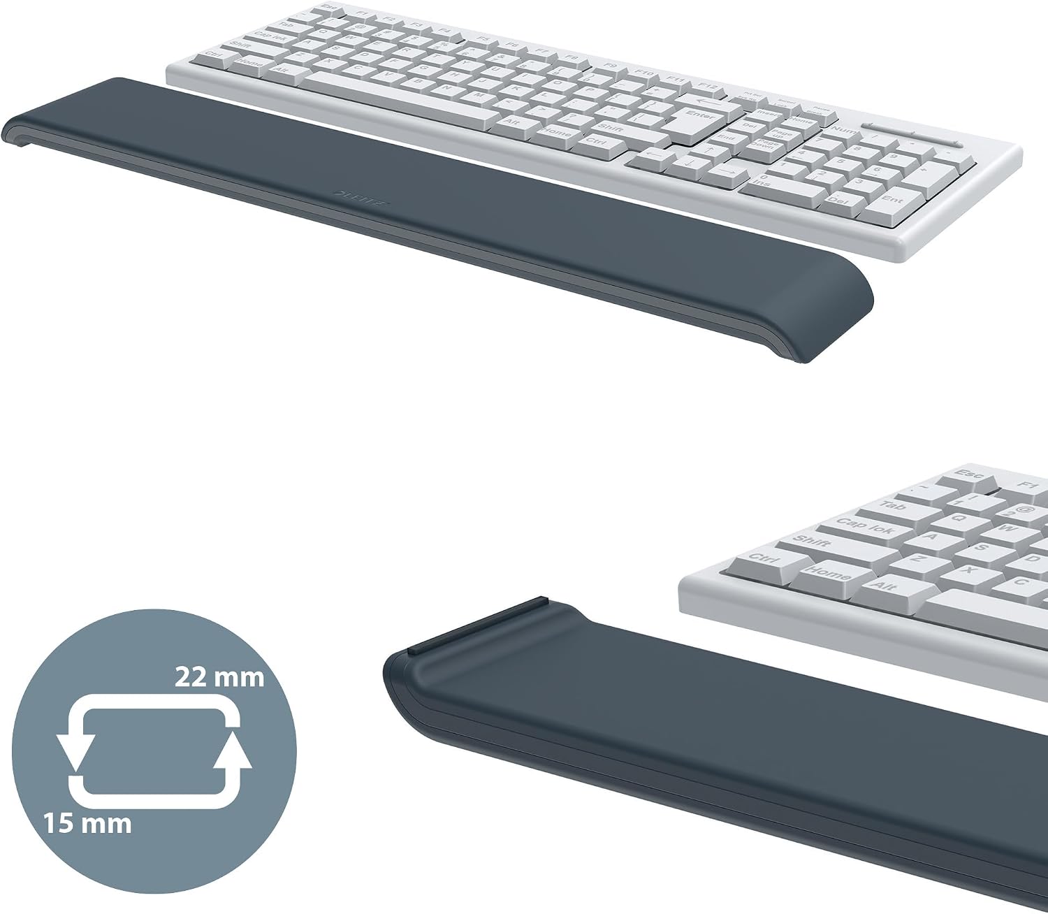 Thumbnail 2 de Leitz Ergo Poggiapolsi da Tastiera Ergonomico Regolabile Imbottito in Gomma Piuma – Grigio Velluto, 71 x 22 x 437 mm