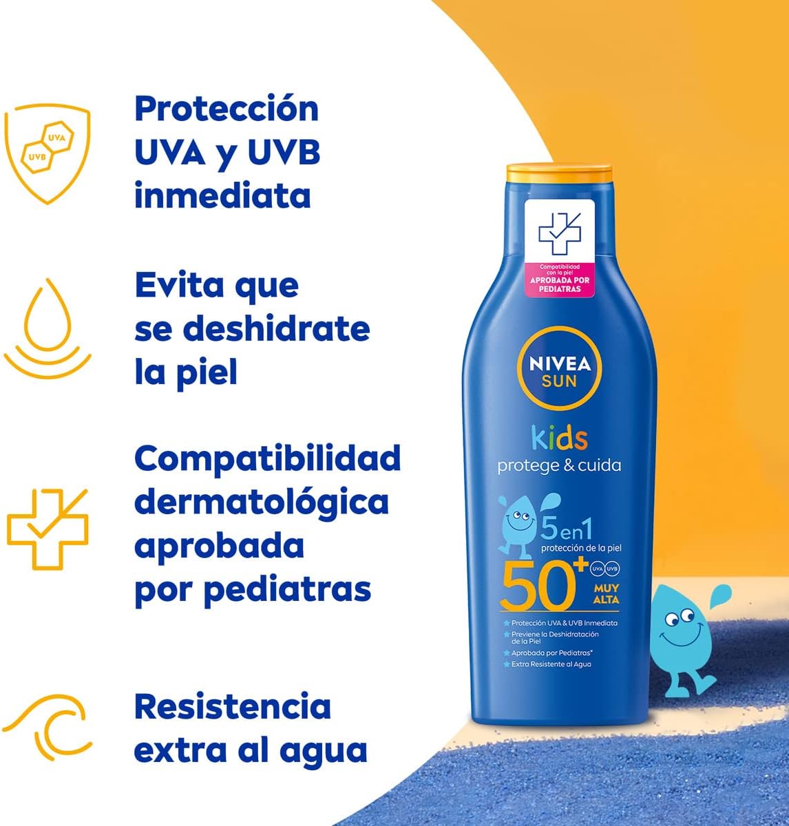 Detalle 2 de NIVEA SUN Leche Solar Kids FP50+ Resistente al Agua