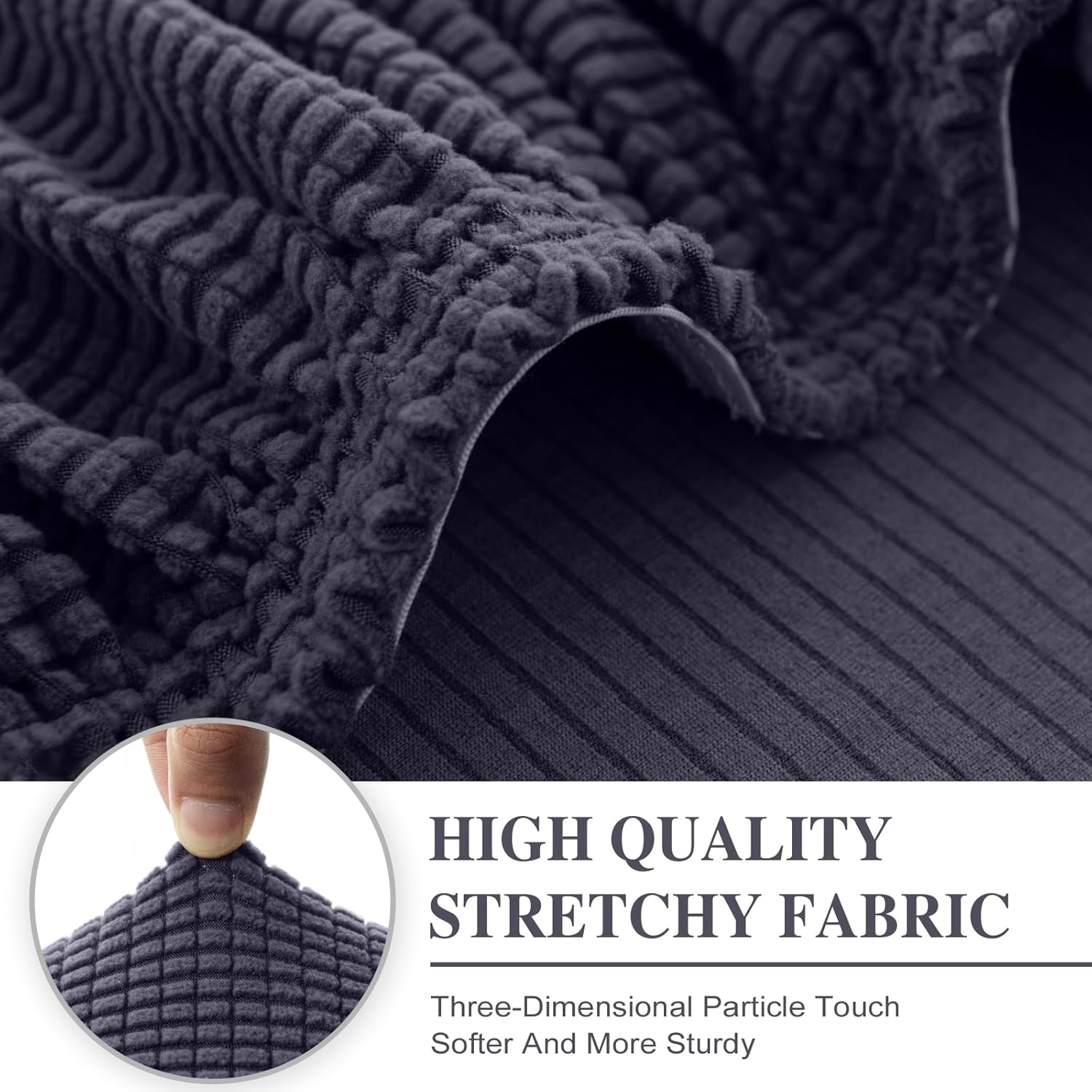 Detalle 2 de LA MEACK Couch Cushion Covers for Sectional Sofa (3-Seater + 1 Chaise) in Dark Grey