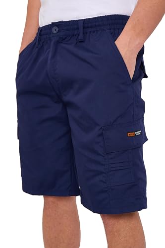 Detalle de LABEL APPAREL Mens Cargo Combat Shorts in Navy, Regular Fit, 6XL