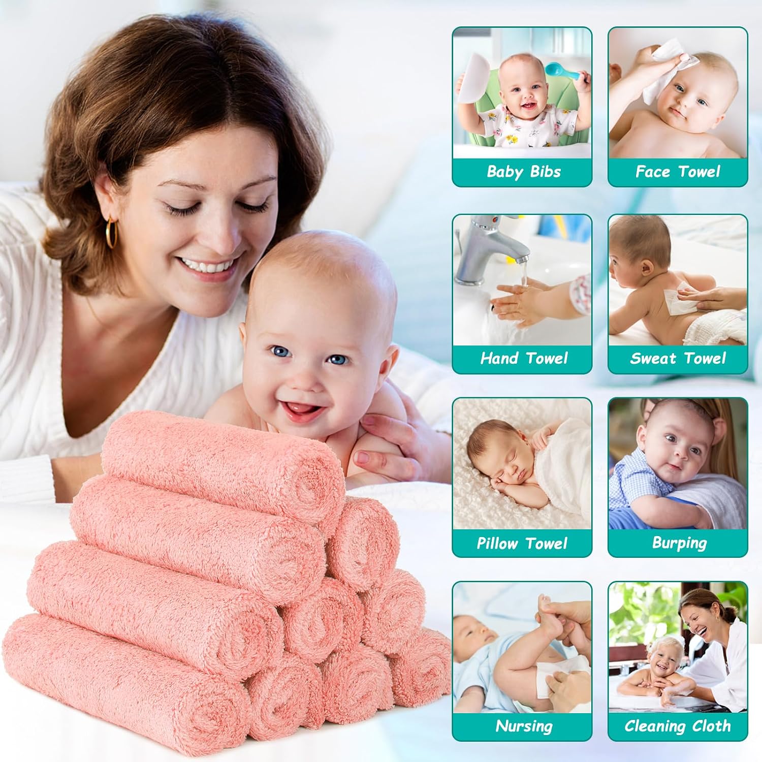 Detalle 2 de HOMEXCEL Baby Washcloths 7 x 9 in