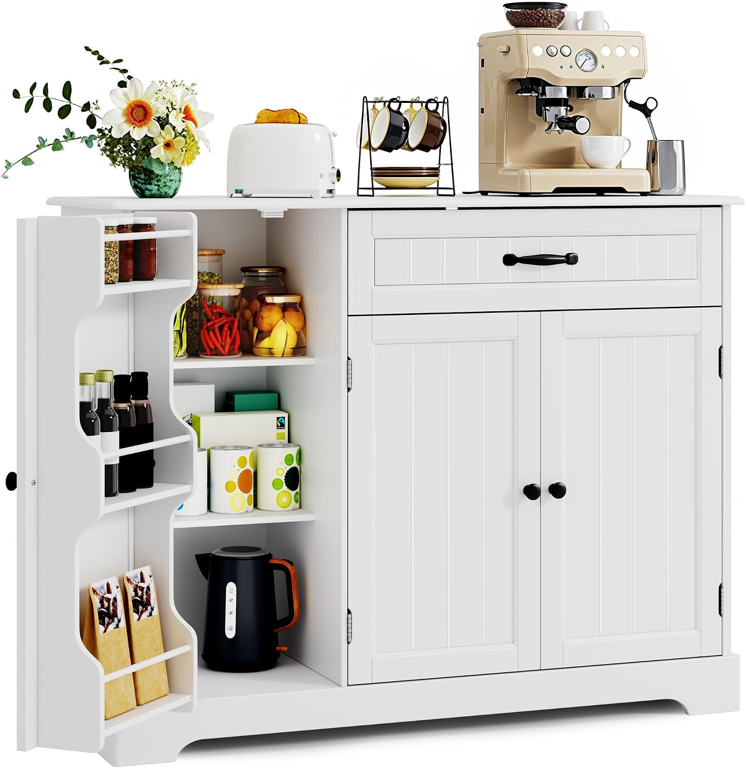 Detalle de Xbro AP102 opbergkast met lade, 105 cm breed, wit en afsluitbaar