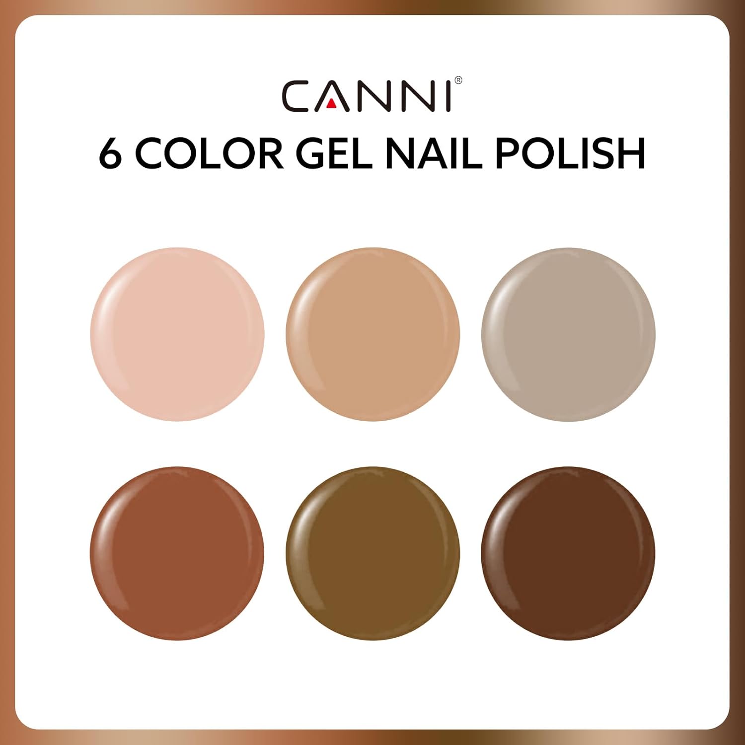 Detalle 2 de CANNI 6Pcs 9ml Hema-Free Nude Brown Fall Gel Nail Polish Set