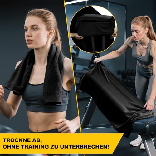 Detalle de POWER GUIDANCE Fitness Handtuch Set – Premium Mikrofaser Zweiteiliges Handtuch-Set (130x50 cm & 50x30 cm) mit Kapuze, Druckknöpfen, Reißverschlusstasche, Magnetclip und Gummiband