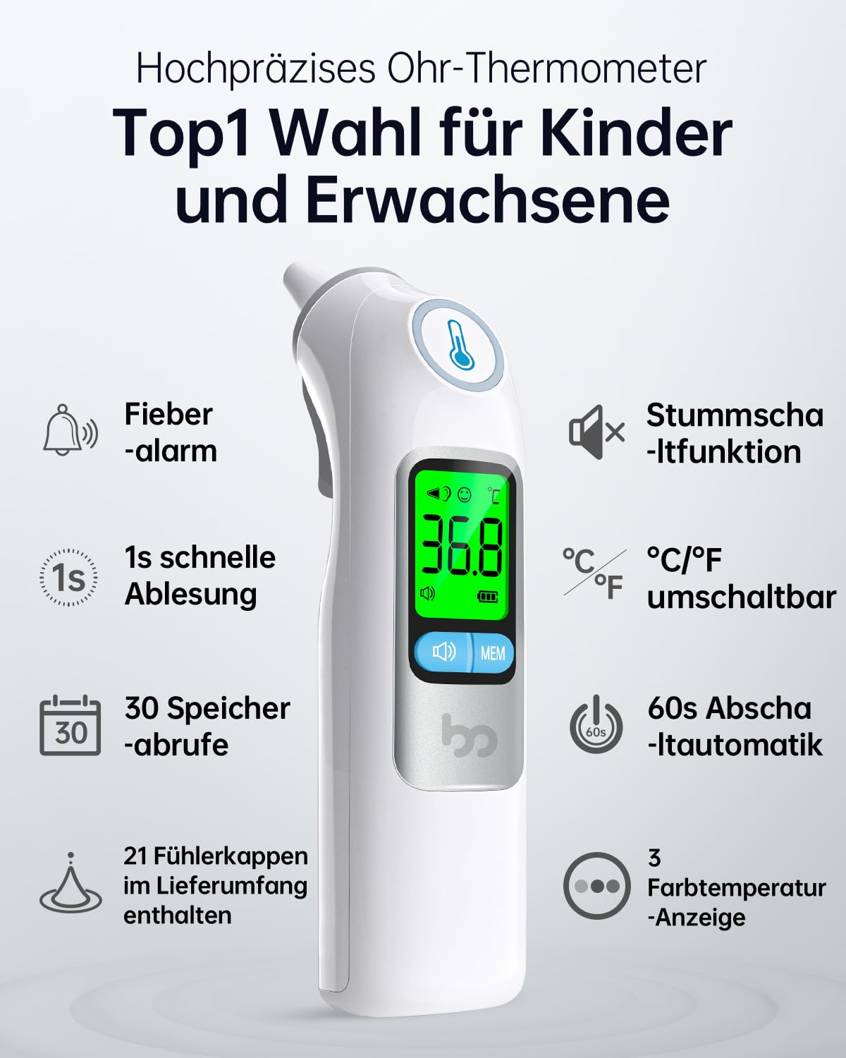 Thumbnail 2 de Femometer Fieberthermometer Ohr 1s für Erwachsene & Kinder