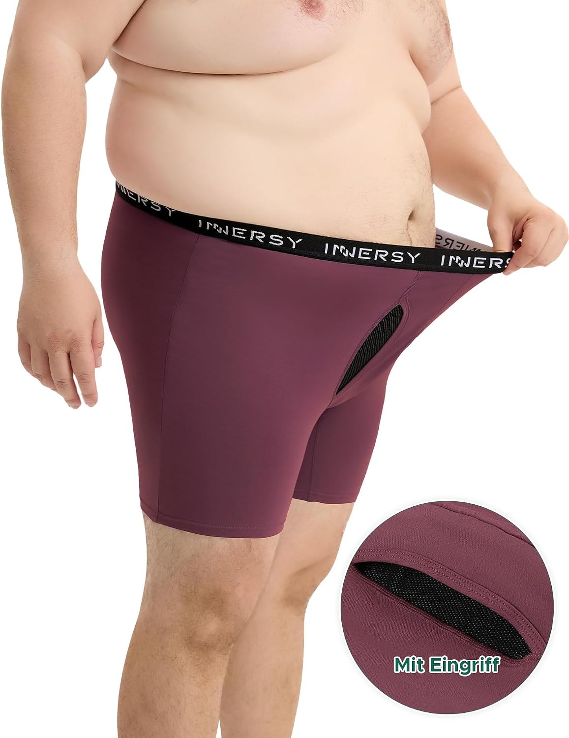 Detalle de INNERSY Boxershorts Herren Große Größen XL–6XL, 4er Pack aus Baumwolle mit Eingriff
