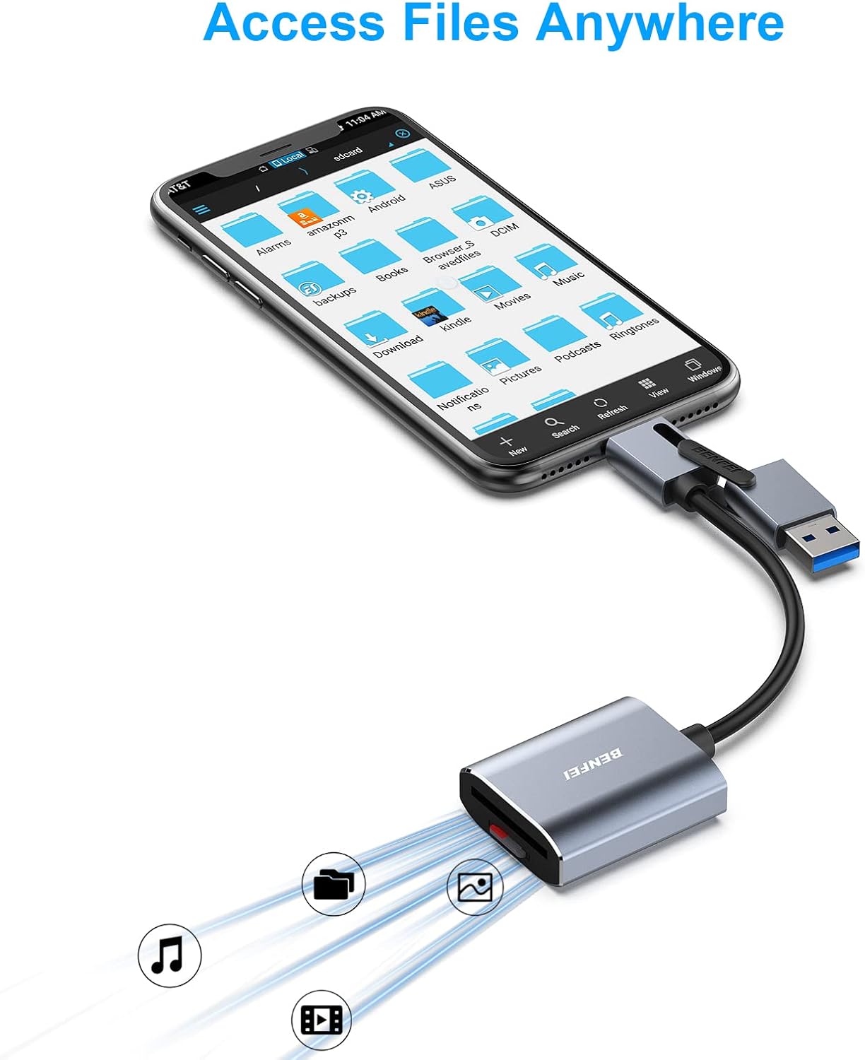 Detalle de BENFEI Lettore di schede memoria USB Type-C/USB Type-A per SD e MicroSD (SD/SDHC/SDXC, TF/MicroSD)