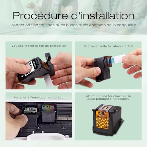 Detalle 2 de VOTRAINK 545XL 546XL, lot de cartouches d’encre noire et tricolore pour Canon