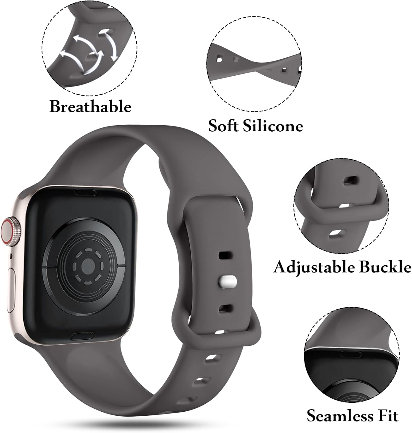 Thumbnail 3 de CeMiKa Silicone Apple Watch Strap 38–49mm: Compatible with Series 1–11, SE & Ultra, easy install