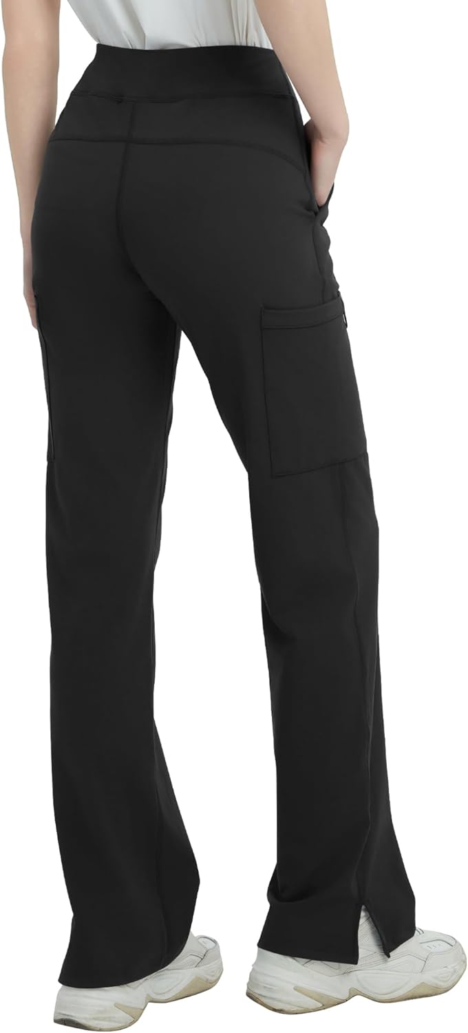 Thumbnail 1 de QBK High Rise Yoga Scrub Pants for Women with Cargo Pockets (Straight Wide Leg)