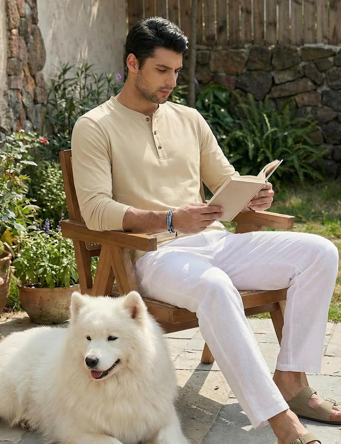 Thumbnail 3 de TACVASEN Men’s Long Sleeve Henley T Shirt - Pure Cotton, Casual Everydaywear