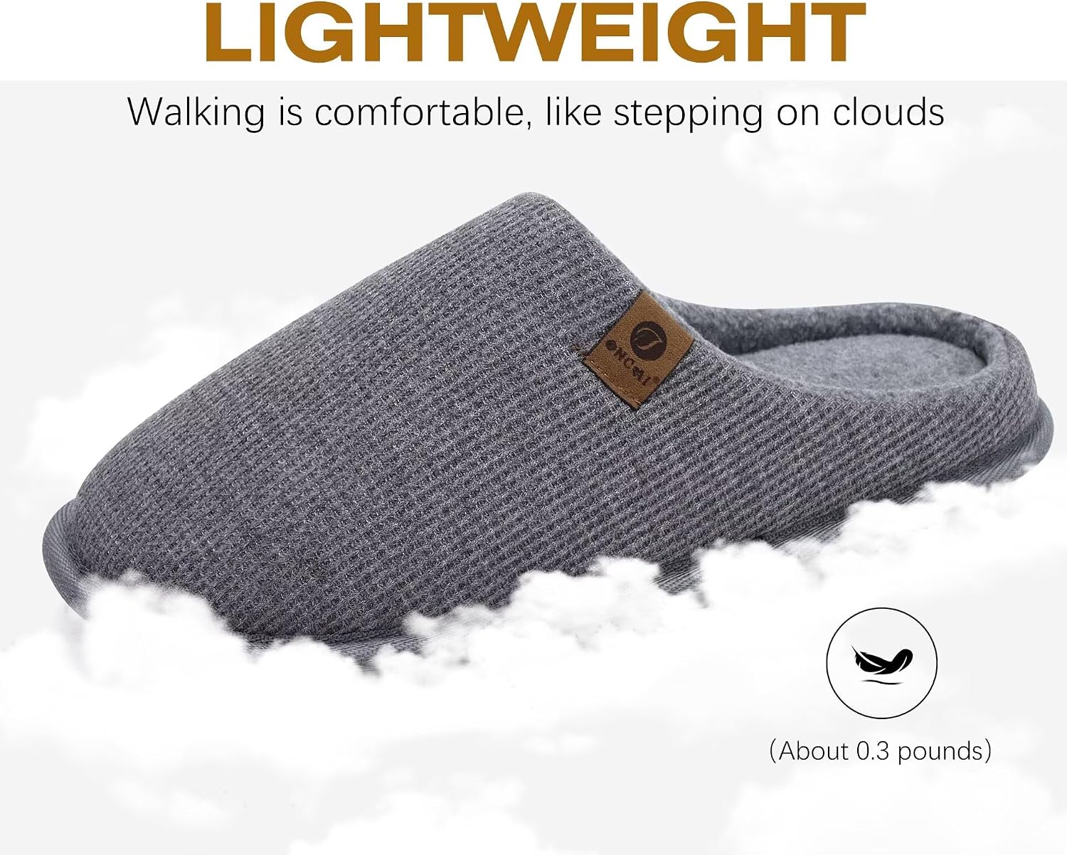 Detalle 2 de ONCAI Pantofole da uomo invernali con memory foam, pelliccia sintetica e suola antiscivolo (EU 40–49)