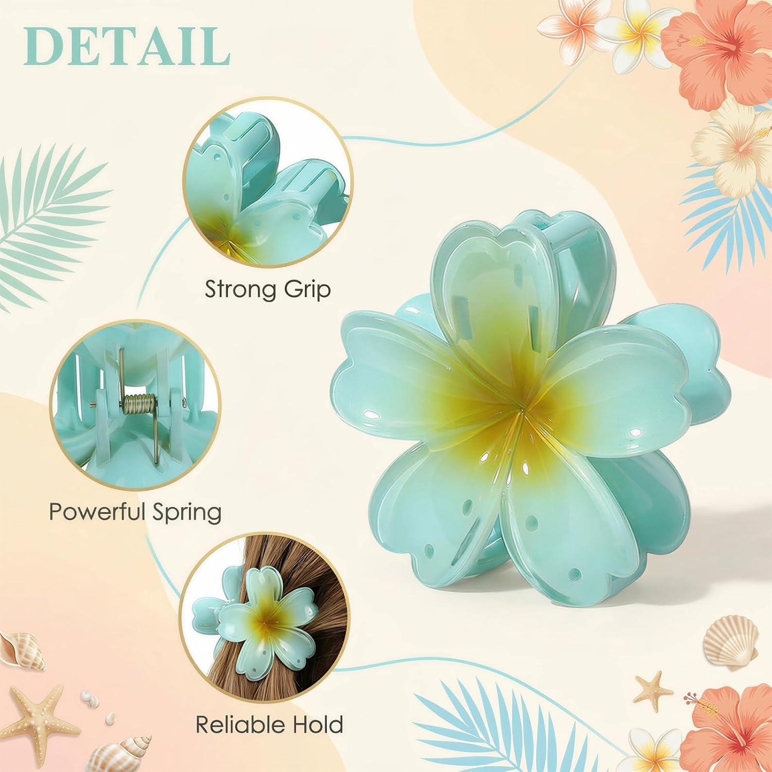 Thumbnail 3 de SMKSL 6-Piece Hawaiian Flower Hair Claw Clips for Women
