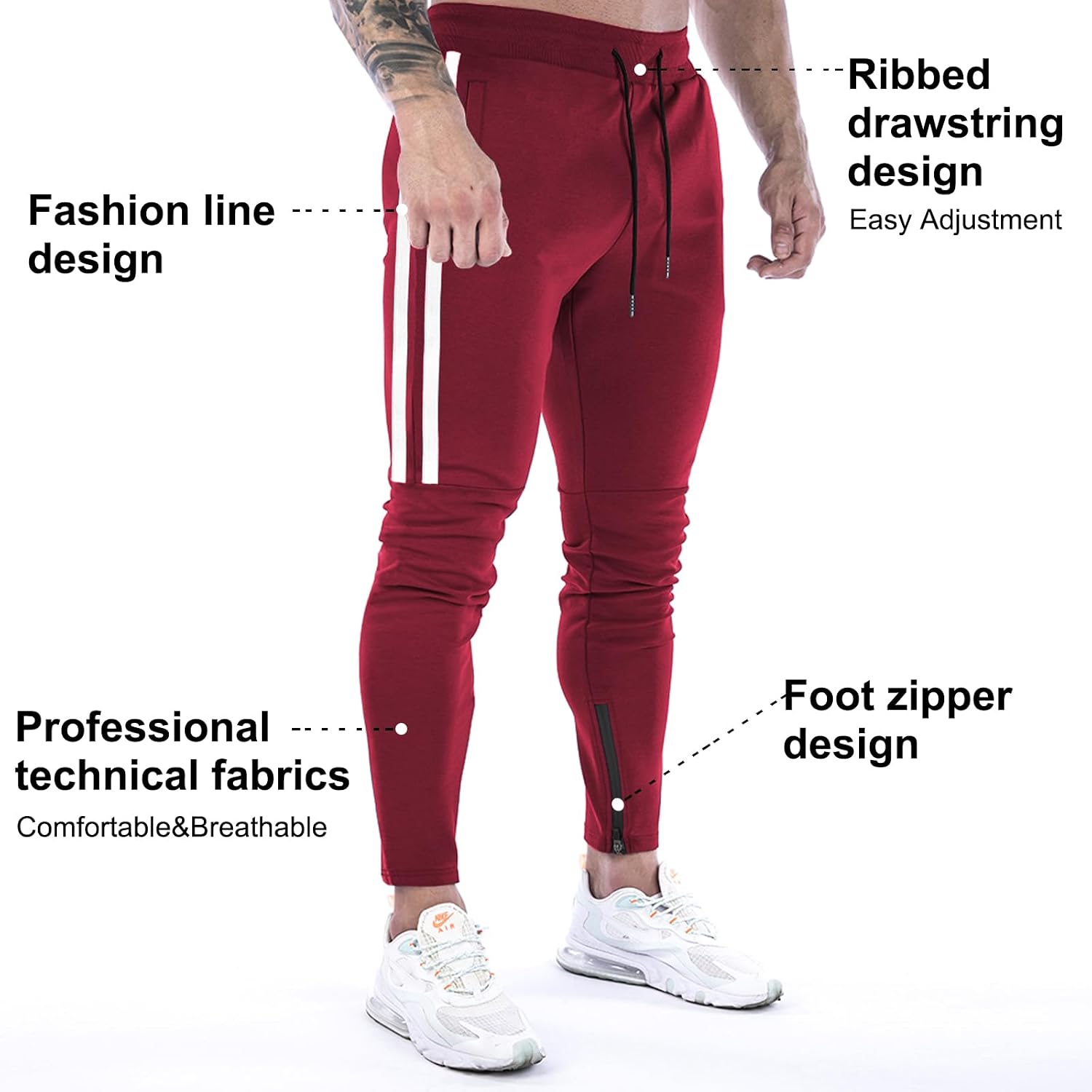 Thumbnail 4 de Suwangi Pantaloni Tuta Uomo Slim Fit con Tasche Zip