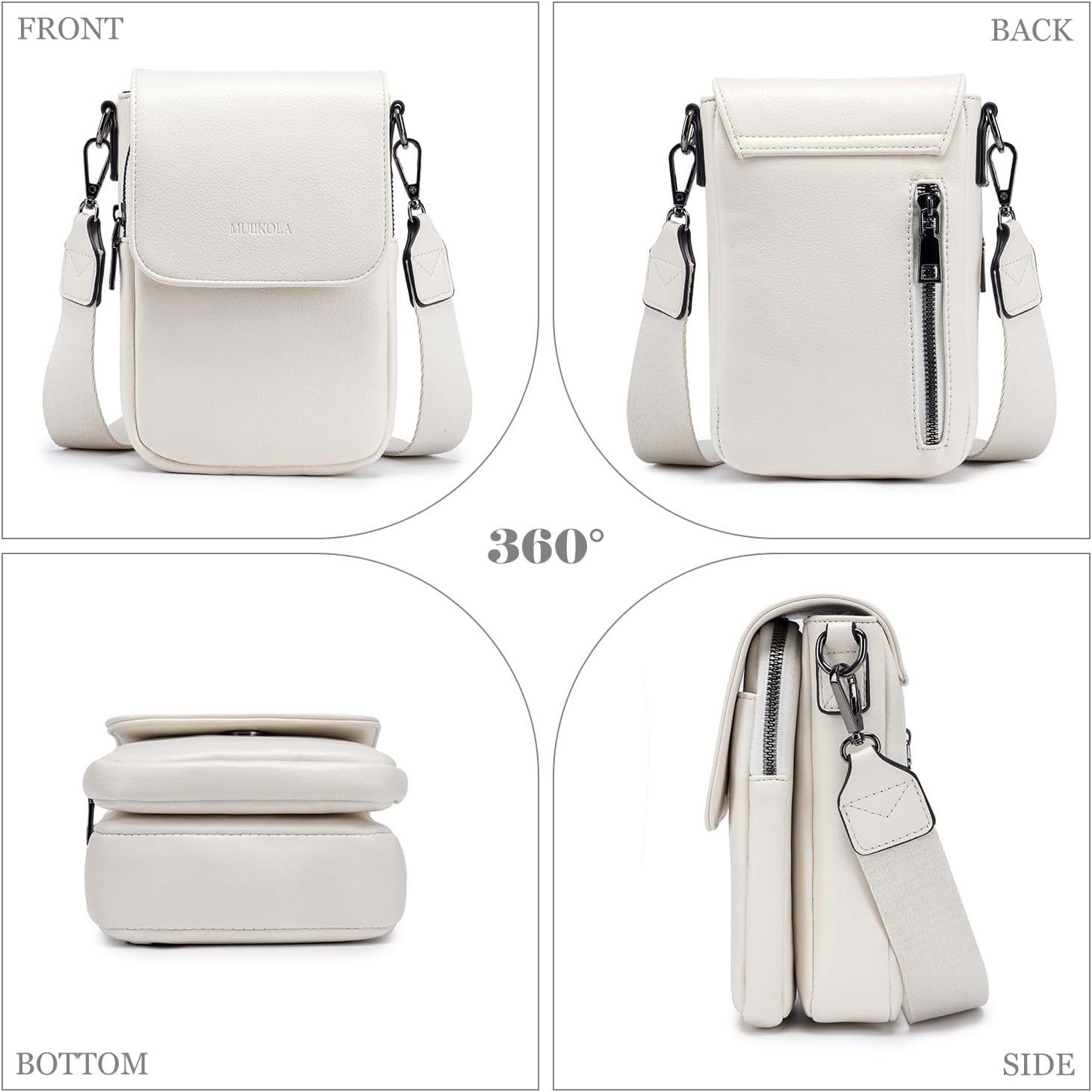 Thumbnail 4 de MUIIKOLA Handytasche zum Umhängen mit RFID-Schutz, Geldbörse & breitem Gurt