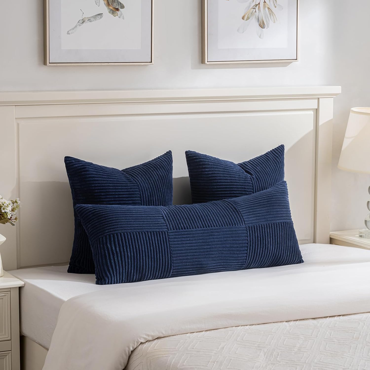 Thumbnail 4 de Fancy Homi 2-Pack Navy Blue Throw Pillow Covers 18x18 in ๐