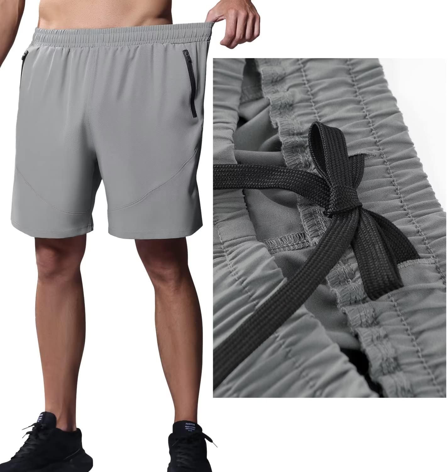 Thumbnail 4 de HMIYA pantaloncini running uomo leggeri con tasche con cerniera e banda riflettente