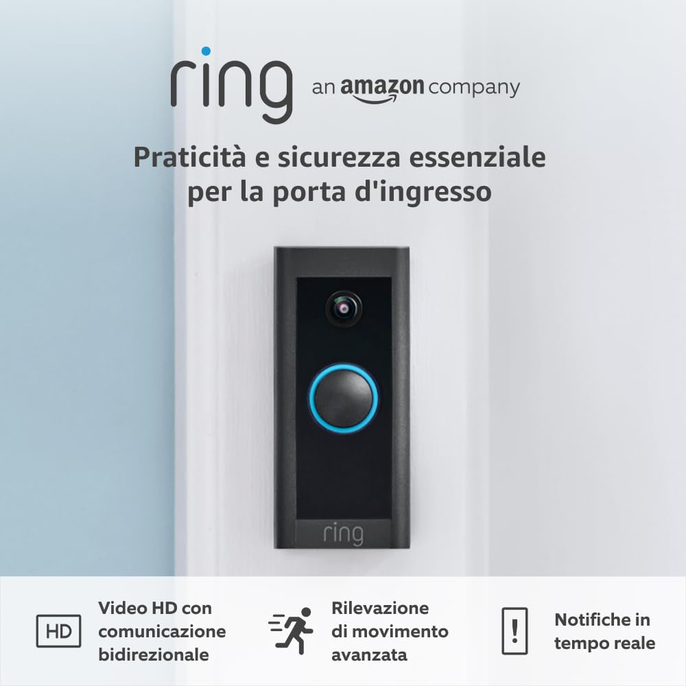 Ring Videocitofono cablato Video Doorbell Wired (HD 1080p) con rilevazione avanzata e comunicazione bidirezionale