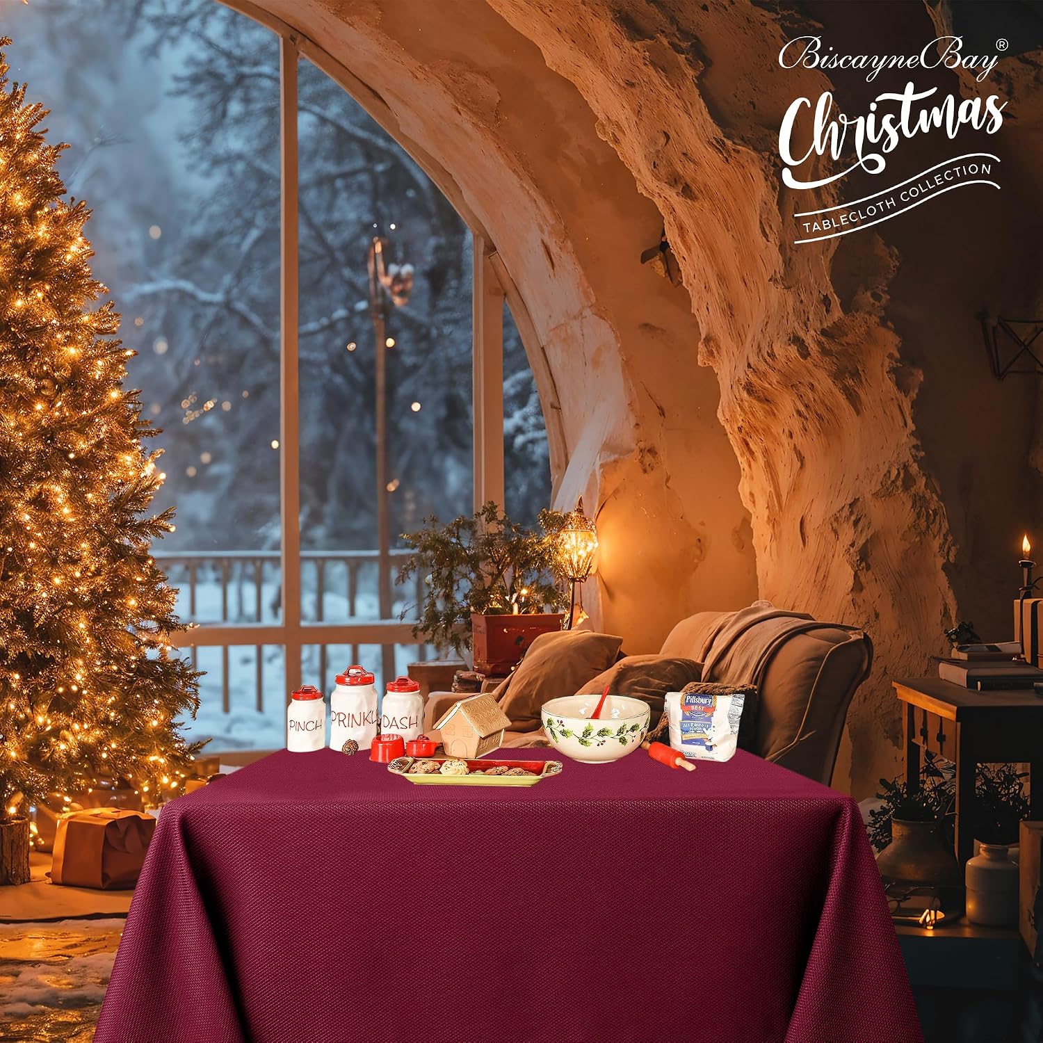 Thumbnail 6 de Biscaynebay 60x60 Burgundy Water Resistant Tablecloth