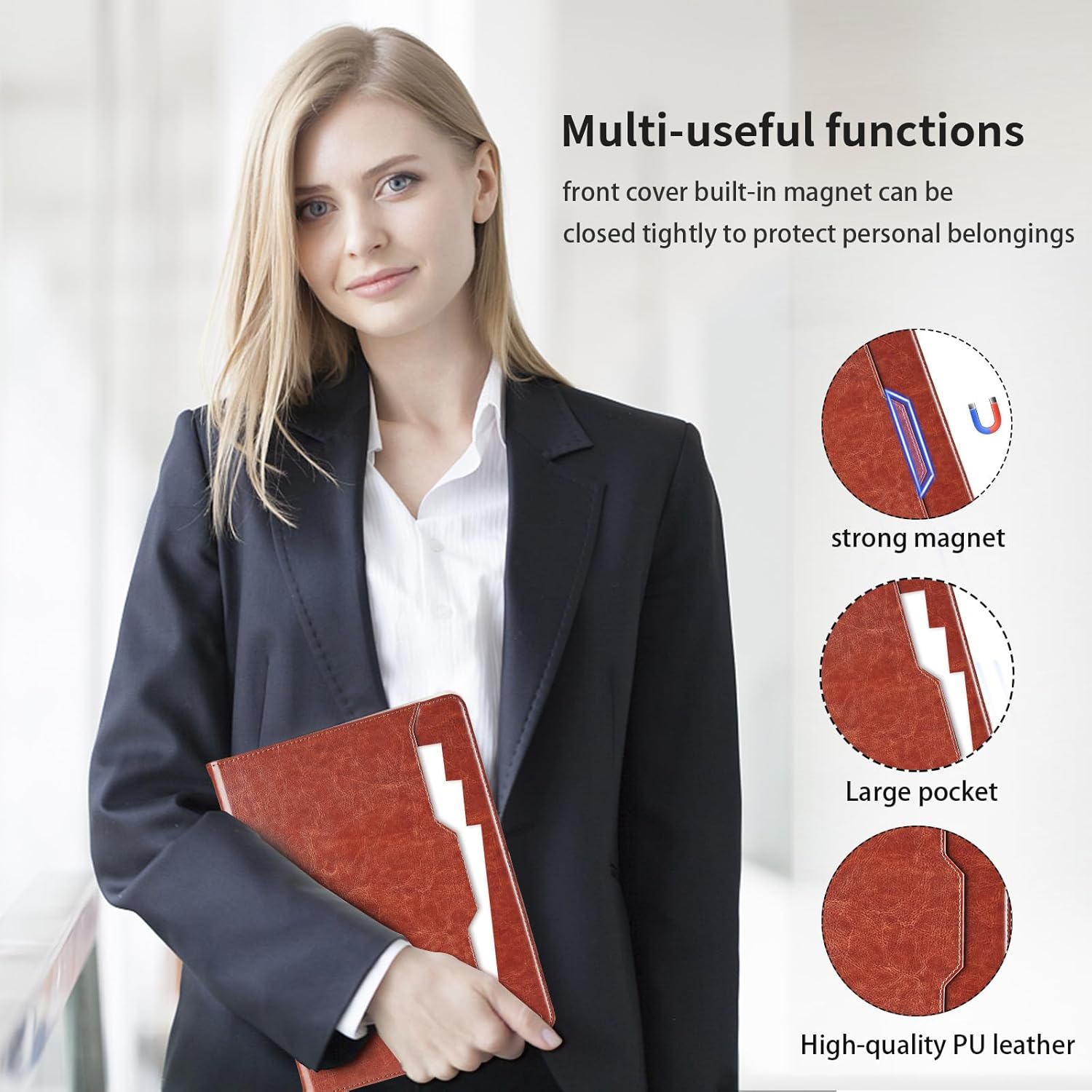 Thumbnail 4 de Hülle für Samsung Galaxy Tab S10 FE+ 13.1" 2025 – PU-Leder Kunstleder-Hülle mit Tasche, Stifthalter, Kickstand und Smart Cover in Braun