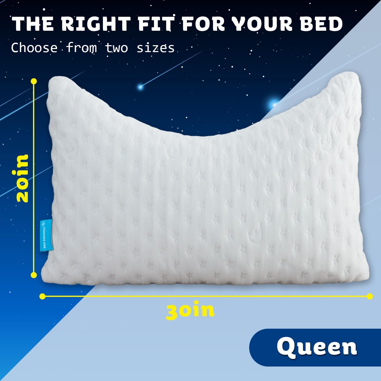Thumbnail 6 de KUCEY Cooling Side Sleeper Pillow — 2-Pack, Curved Shredded Memory Foam for Neck & Shoulder Pain (Queen, White)