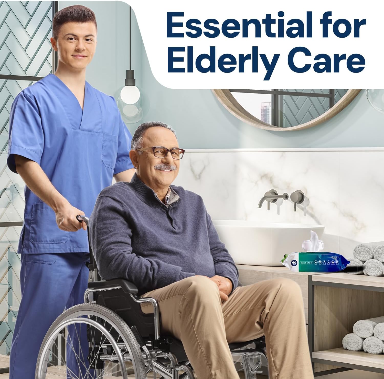 Thumbnail 1 de OPTEEL Extra-Large Adult Wet Wipes (8" x 13") for Elder Care & Incontinence, Pre-Moistened with Vitamin E & Aloe