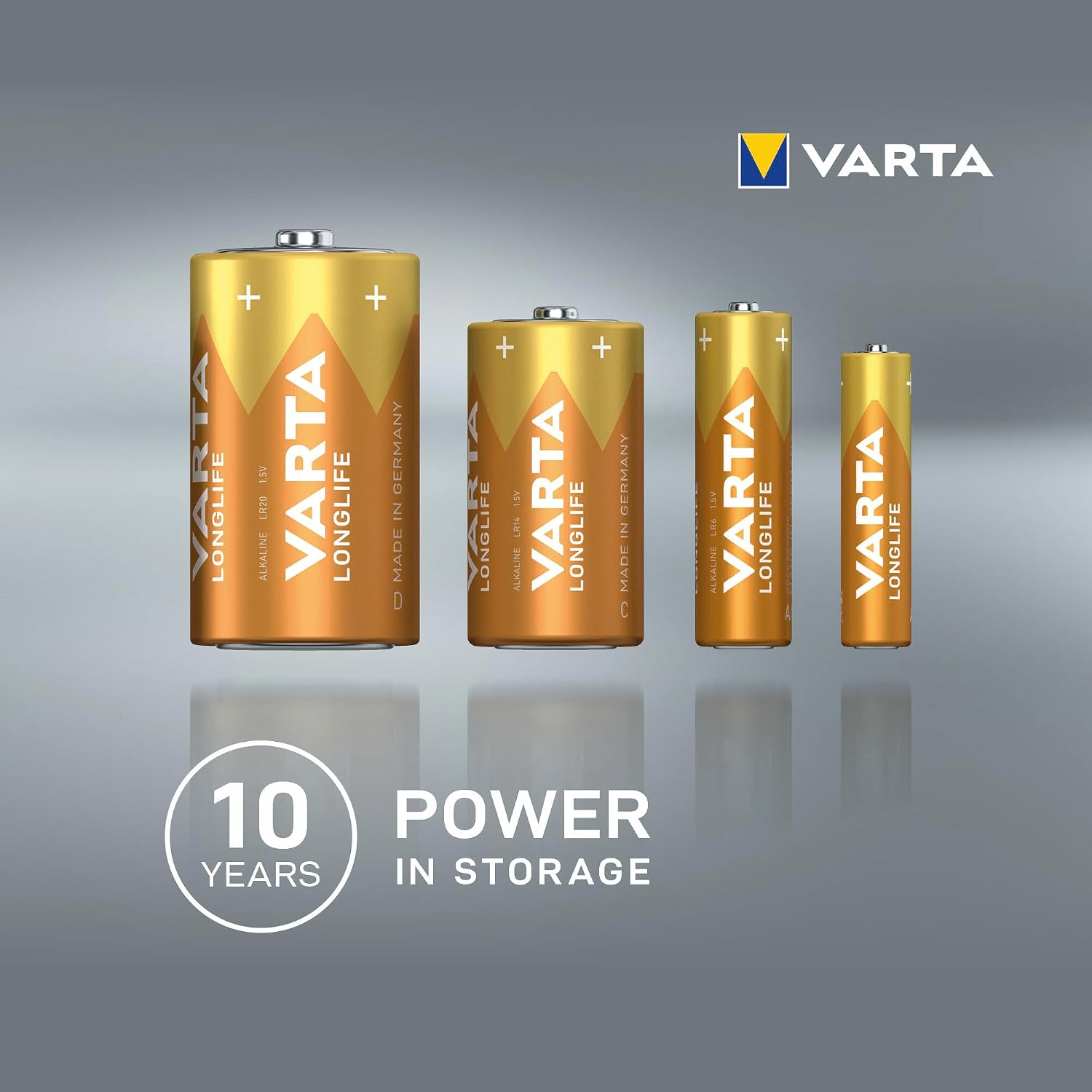 Detalle de VARTA Piles AAA Longlife Power — paquet de 24, alcalines 1,5 V, emballage recyclé à 90% (Made in Germany)