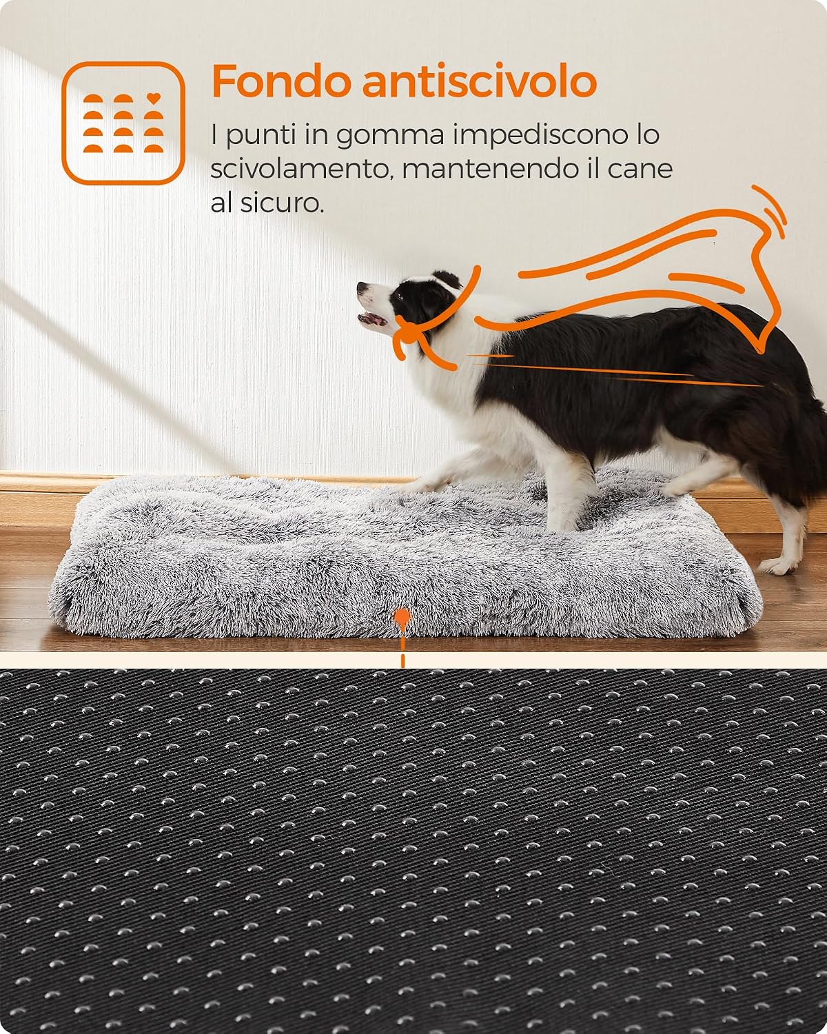 Detalle de Feandrea Cuccia per cani con imbottitura soffice PGW206GA01, tappetino multiuso grigio ombré 105 x 68 cm