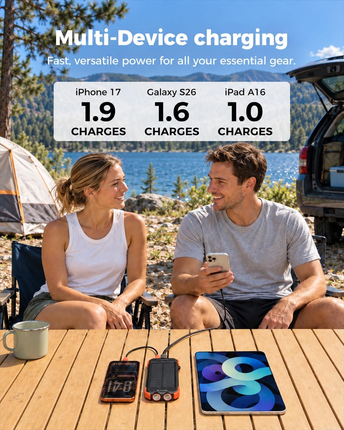 Thumbnail 3 de BLAVOR 10,000mAh Solar Power Bank with 20W USB-C Fast Charging and Dual Flashlights