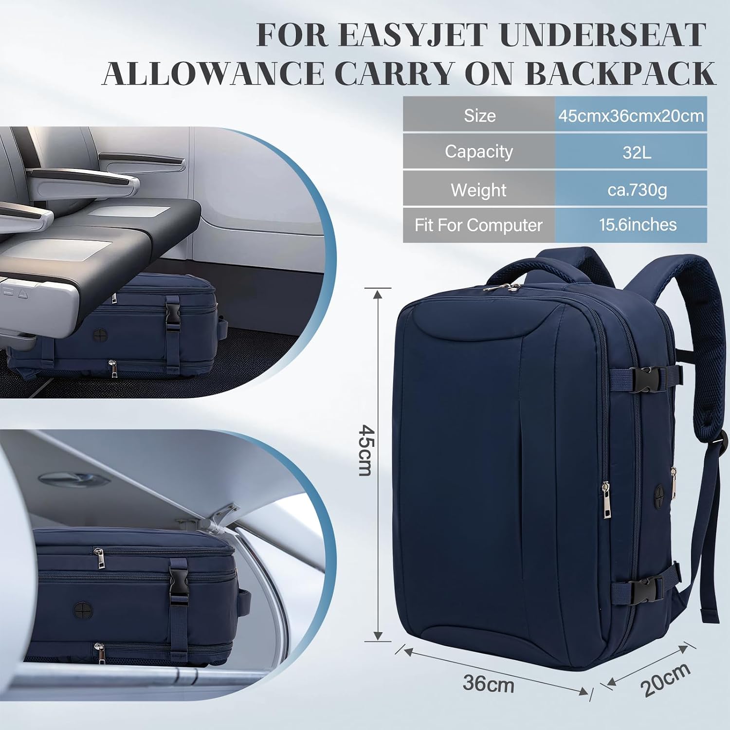 Thumbnail 3 de Hayayu Mochila Cabina 45x36x20 30L para EasyJet
