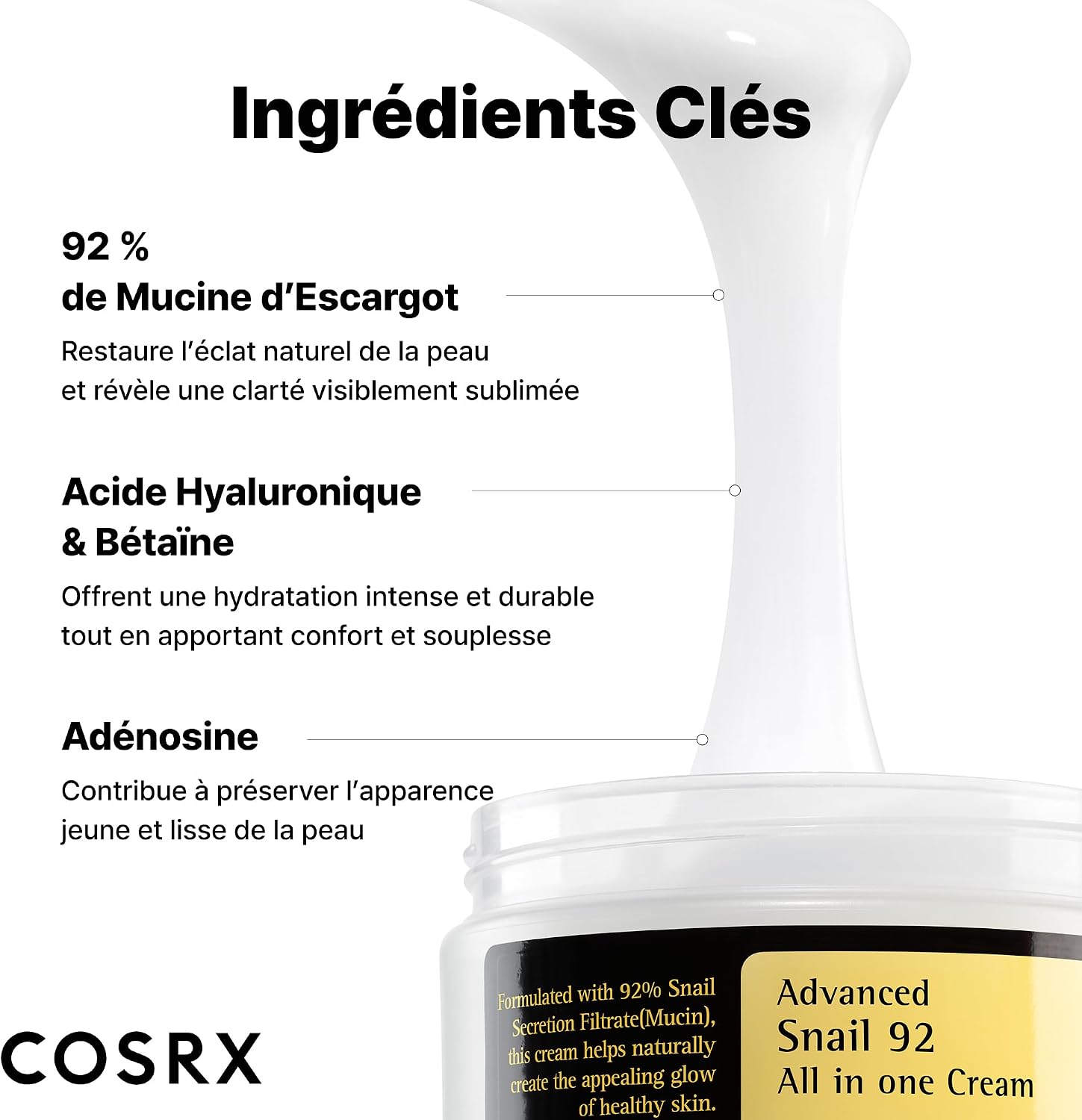Thumbnail 4 de COSRX Advanced Snail 92 Crème Tout en Un 100 ml — soin hydratant réparateur à la mucine d’escargot
