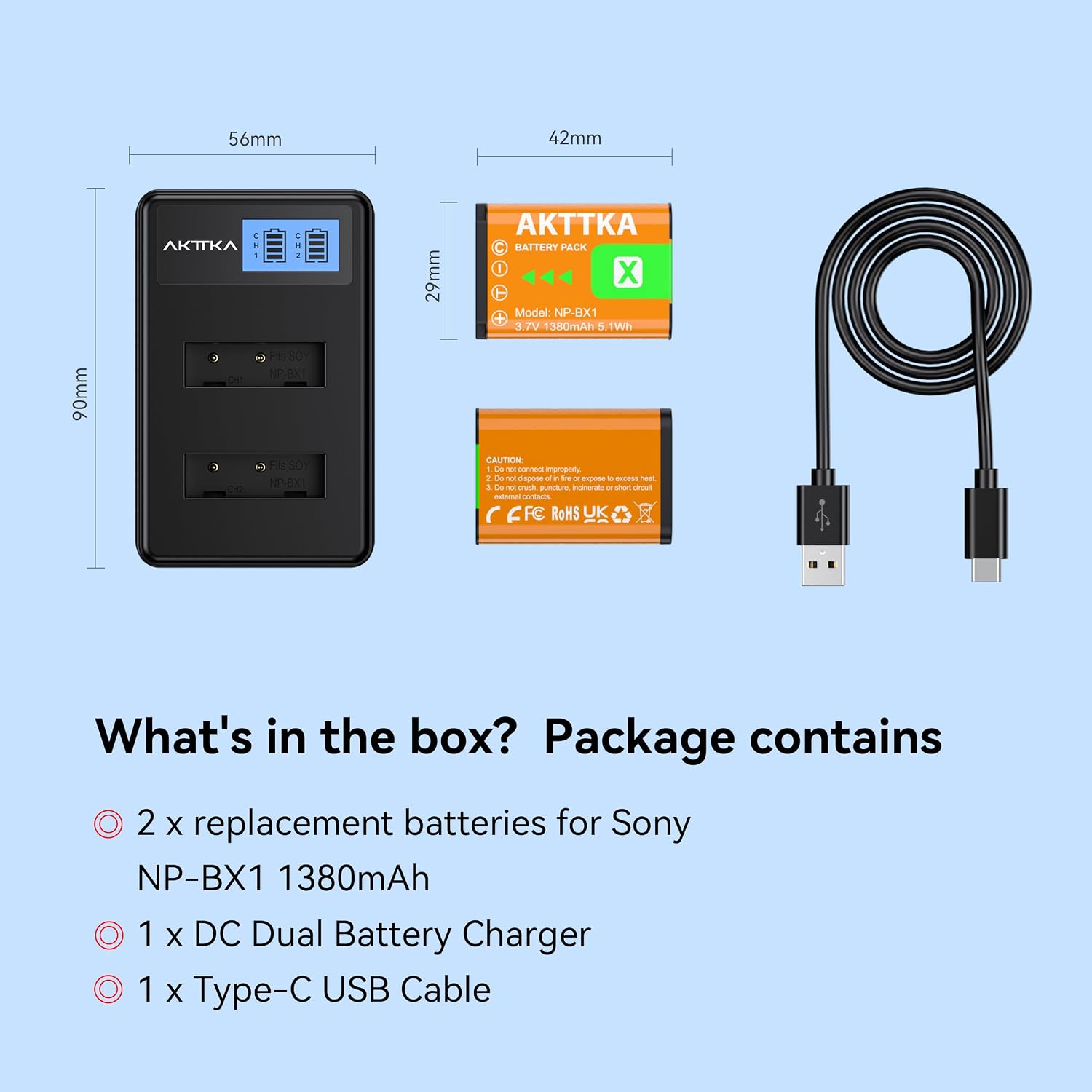 Thumbnail 6 de AKTTKA NP-BX1 1380mAh Kamera-Akkus 2er Set