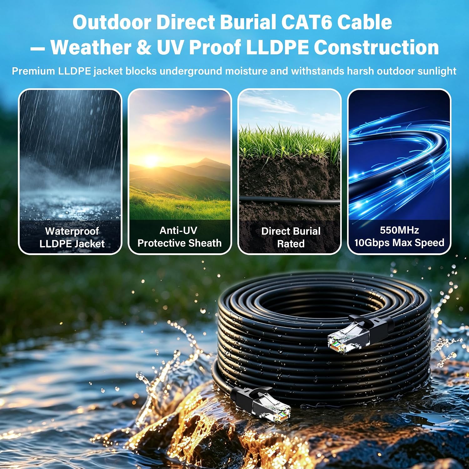 Detalle 2 de Cat 6 Outdoor Ethernet Cable 35ft