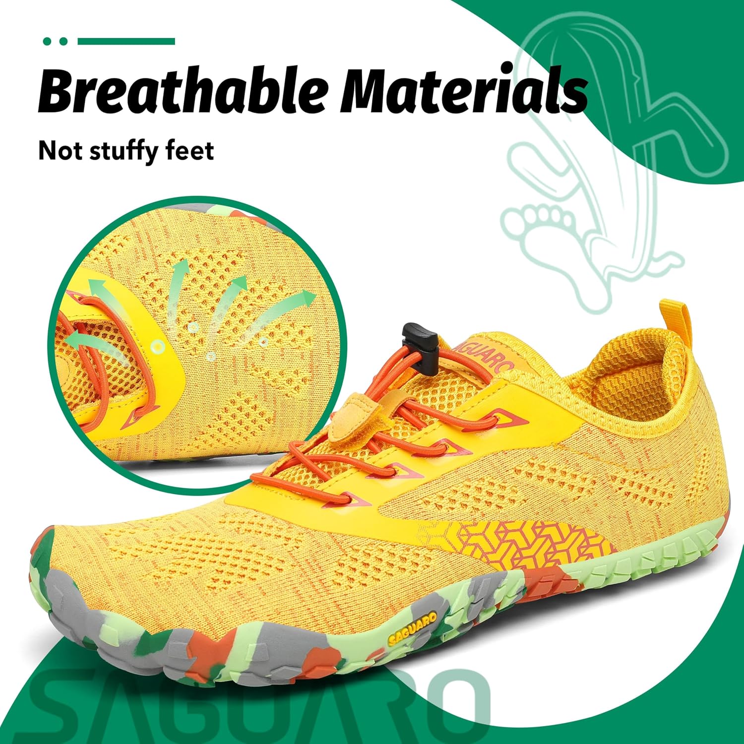 Detalle de SAGUARO Chaussure Minimaliste Homme/Femme – Chaussure barefoot polyvalente jaune 43 EU